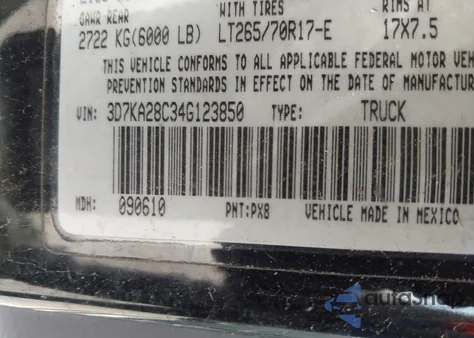 2004 Dodge Ram 2500 Slt/Laramie from USA, damaged, VIN 3D7KA28C34G123850